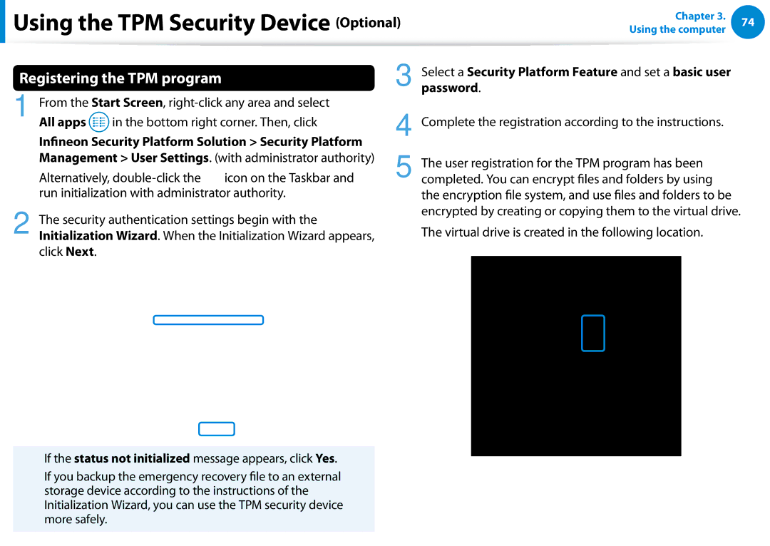 Samsung 700Z5C Password, All apps, Bottom right corner. Then, click, Inineon Security Platform Solution Security Platform 