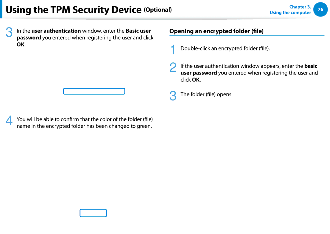 Samsung 700Z5C manual Opening an encrypted folder ile 