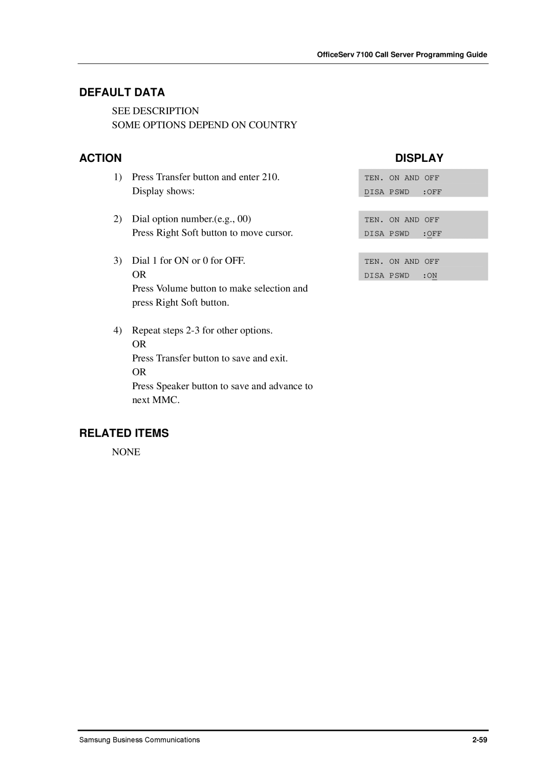 Samsung 7100 manual Dial option number.e.g 