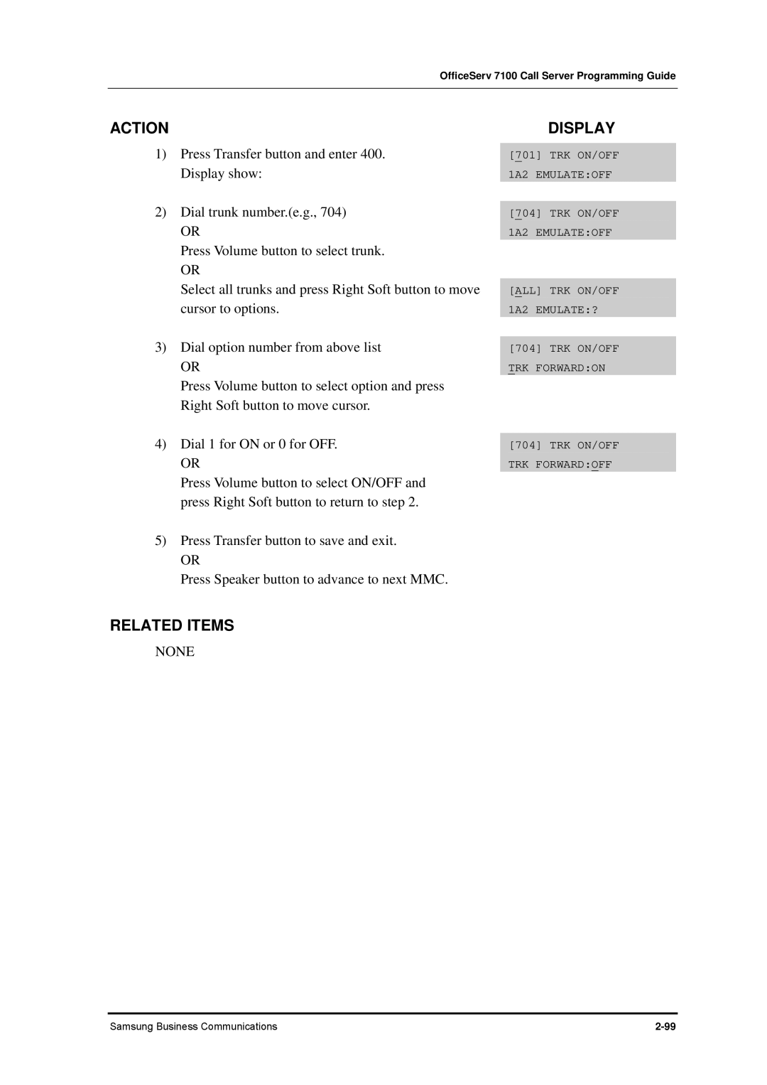 Samsung 7100 manual Display show 