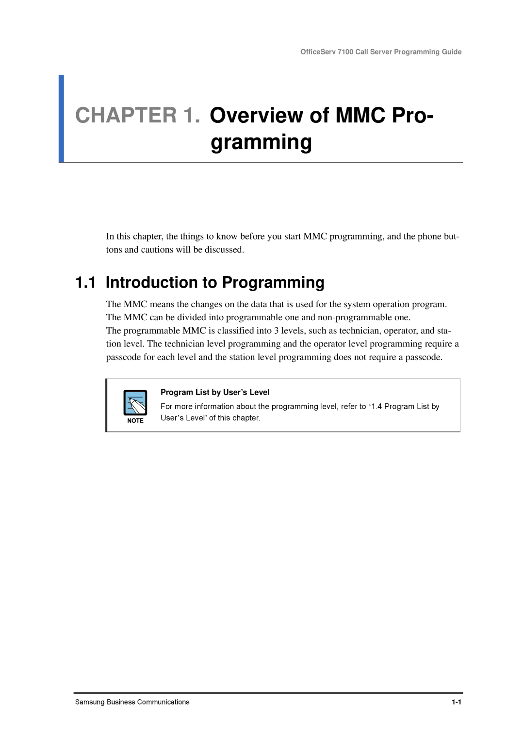 Samsung 7100 manual Overview of MMC Pro Gramming 