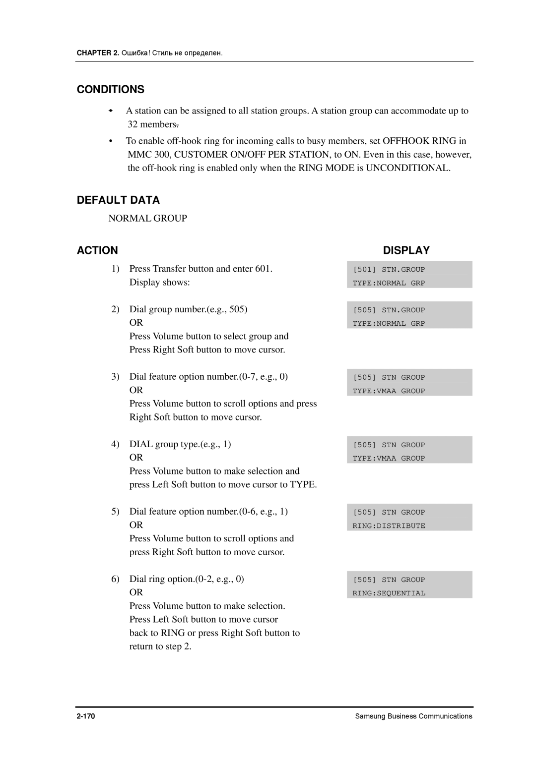 Samsung 7100 manual Normal Group 