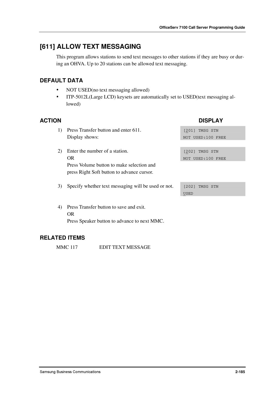 Samsung 7100 manual Allow Text Messaging 