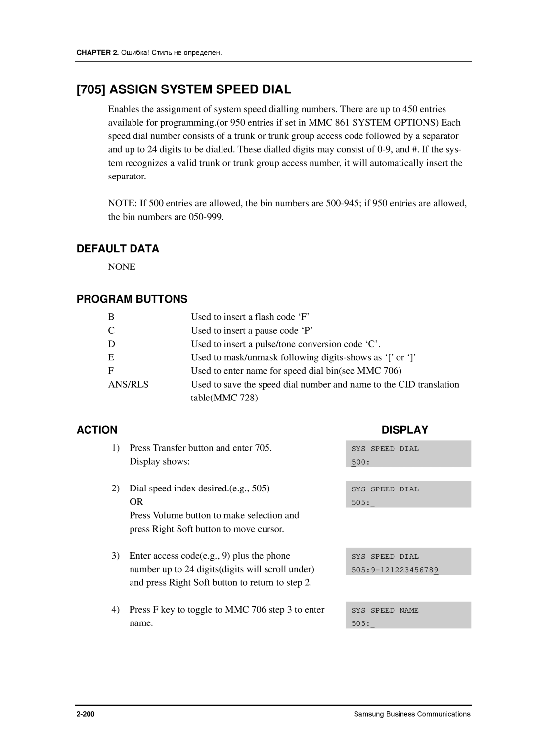 Samsung 7100 manual Assign System Speed Dial, Ans/Rls 