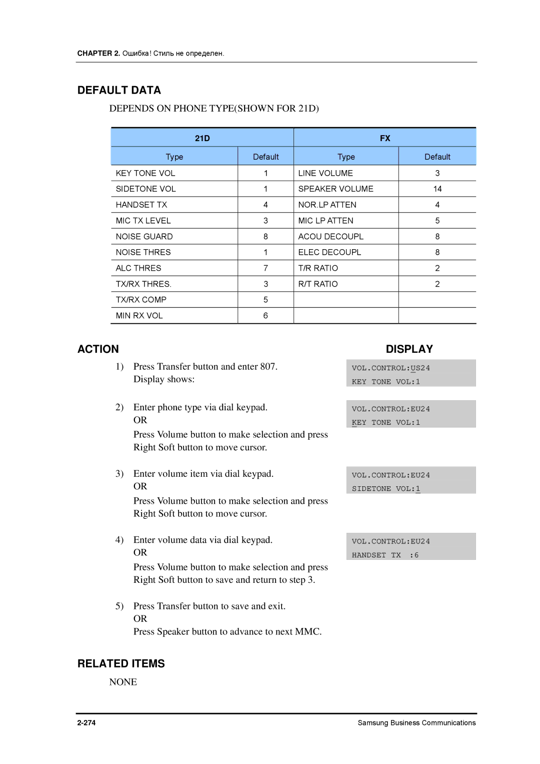 Samsung 7100 manual Depends on Phone Typeshown for 21D 