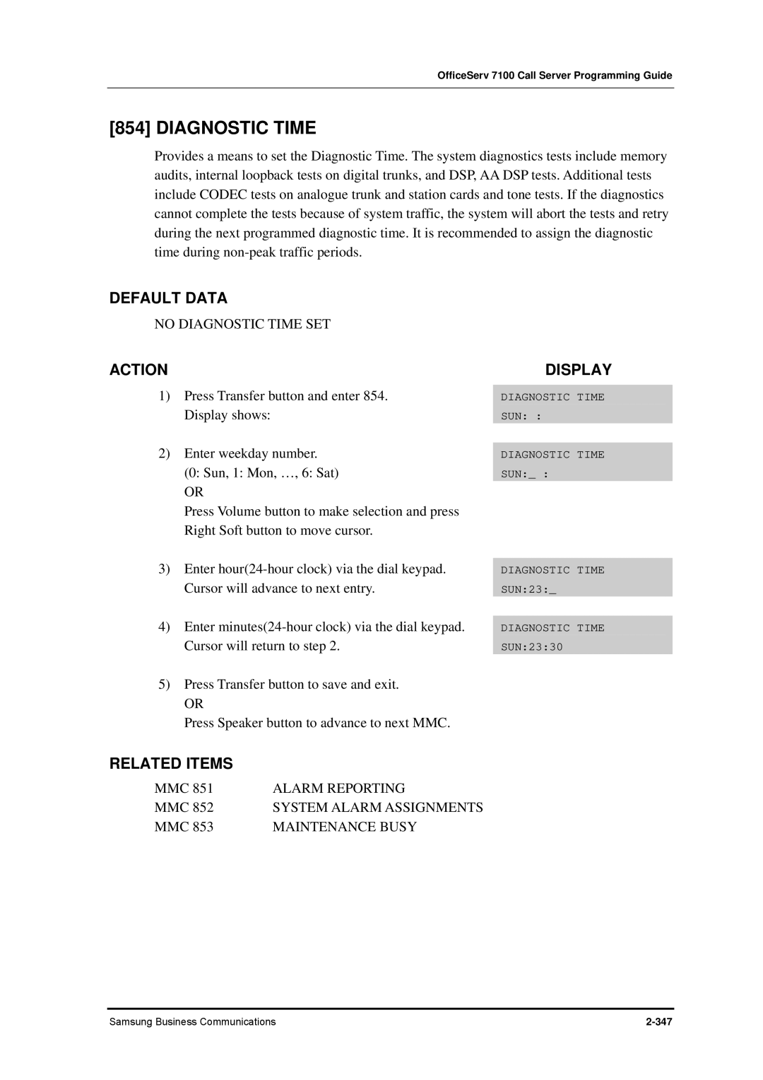 Samsung 7100 manual No Diagnostic Time SET 