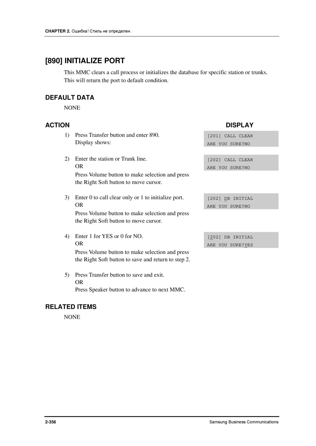 Samsung 7100 manual Initialize Port 