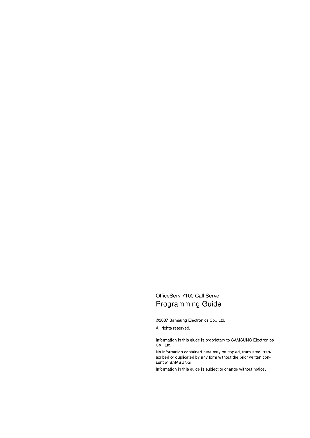 Samsung 7100 manual Programming Guide 