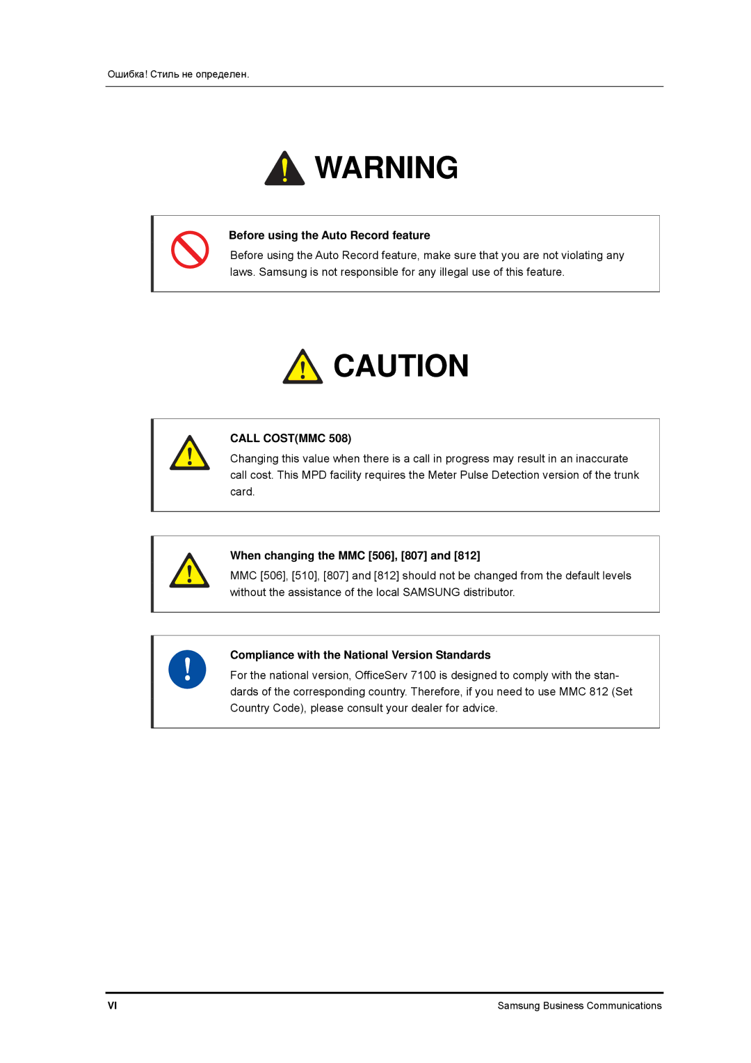 Samsung 7100 manual Before using the Auto Record feature, When changing the MMC 506, 807 