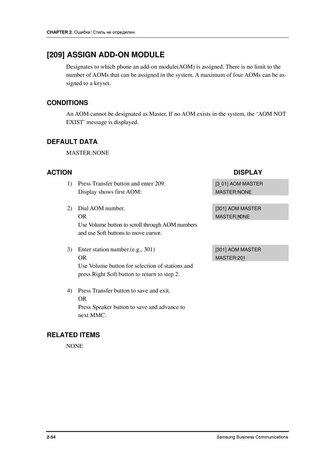 Samsung 7100 manual Assign ADD-ON Module, Masternone 