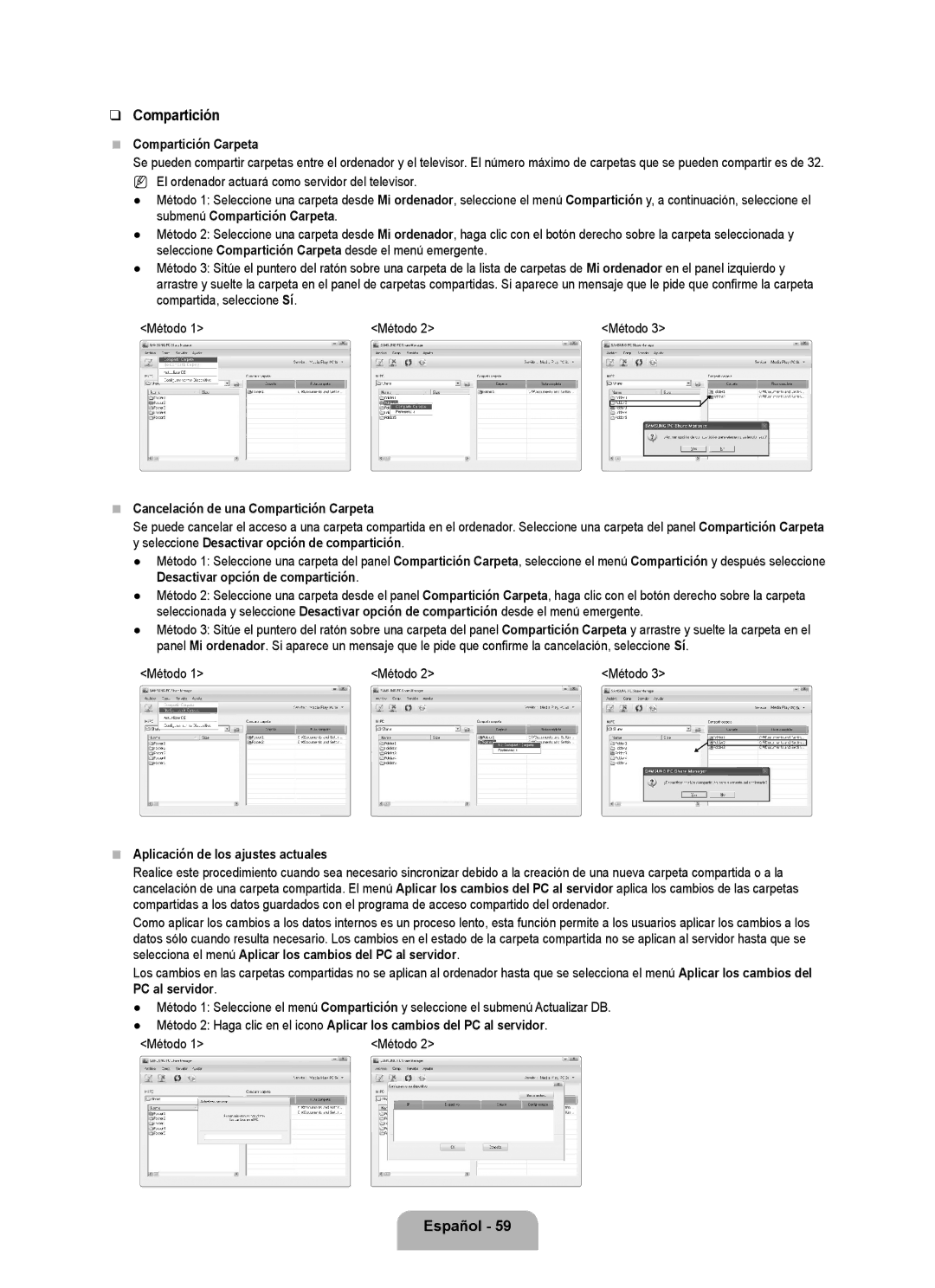 Samsung 71000 user manual Compartición 