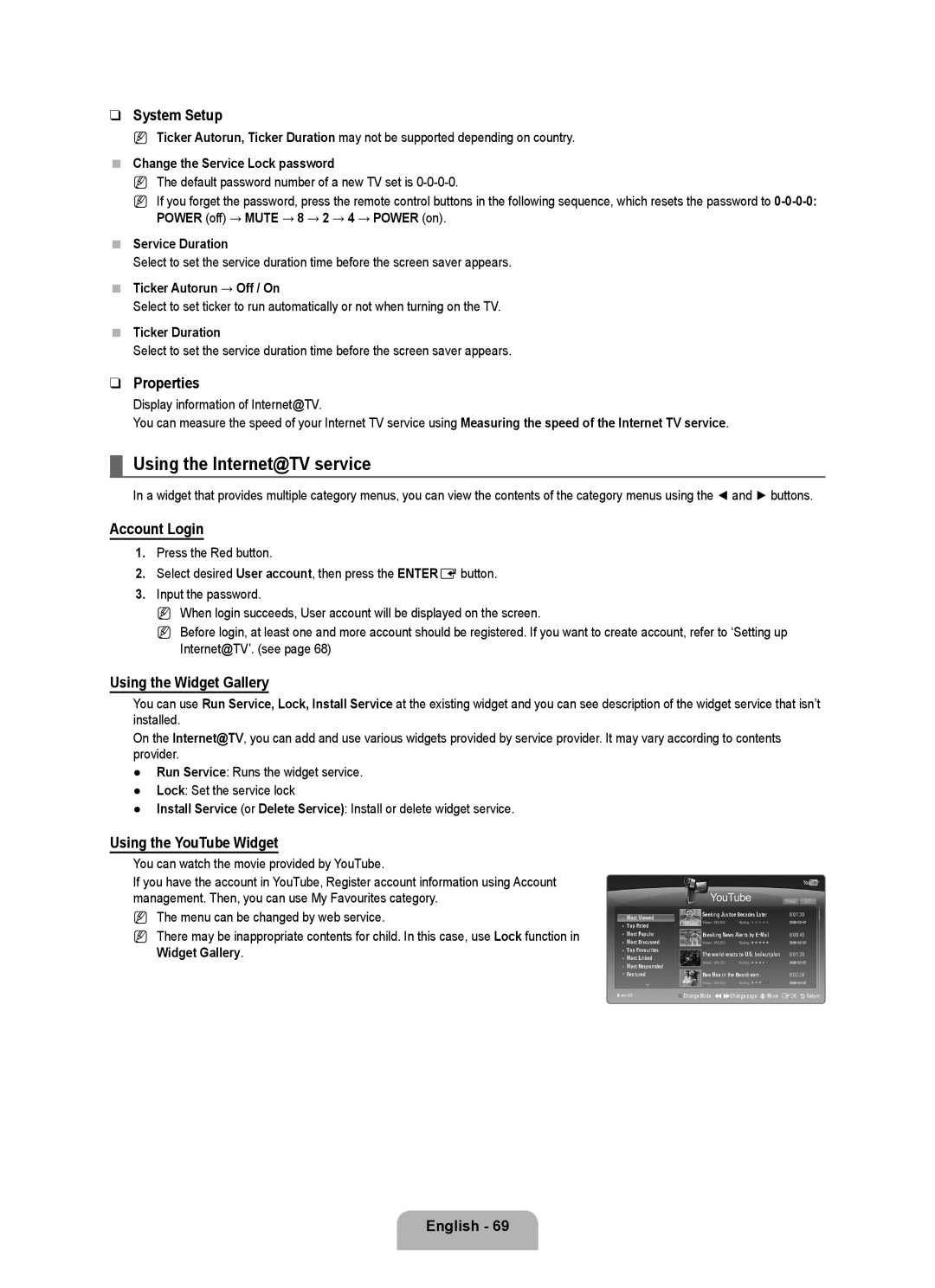 Samsung 71000 user manual Using the Internet@TV service 