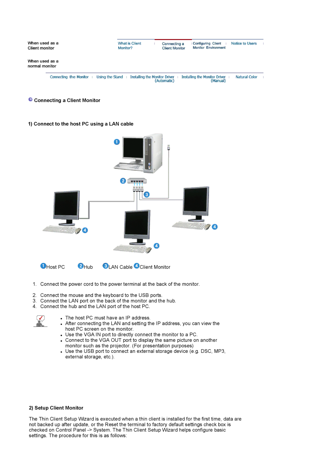 Samsung 710NT manual Setup Client Monitor 