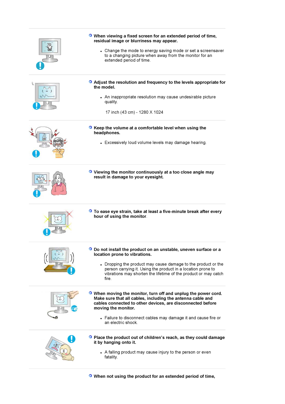 Samsung 710NT manual When not using the product for an extended period of time 