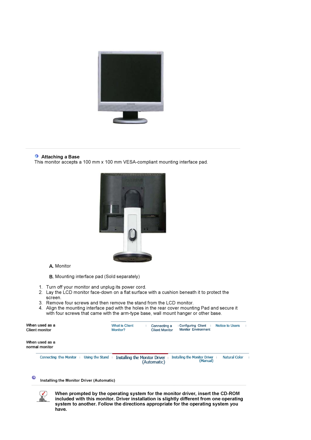 Samsung 710NT manual Attaching a Base 