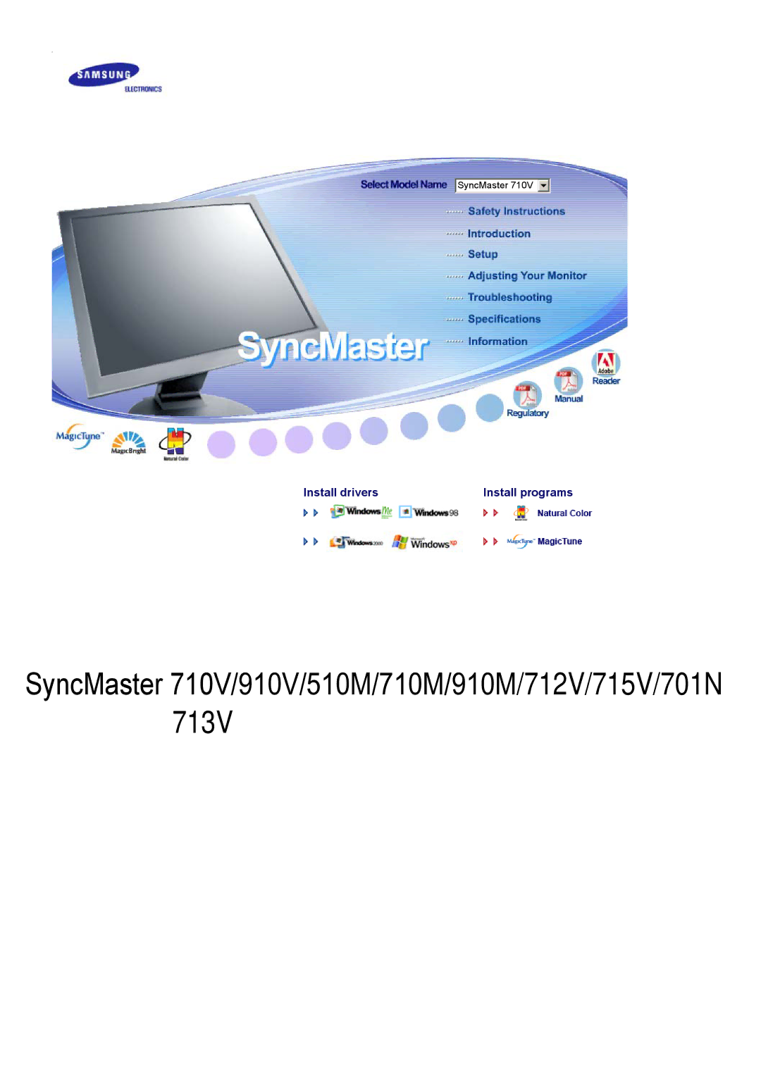 Samsung manual SyncMaster 710V/910V/510M/710M/910M/712V/715V/701N 