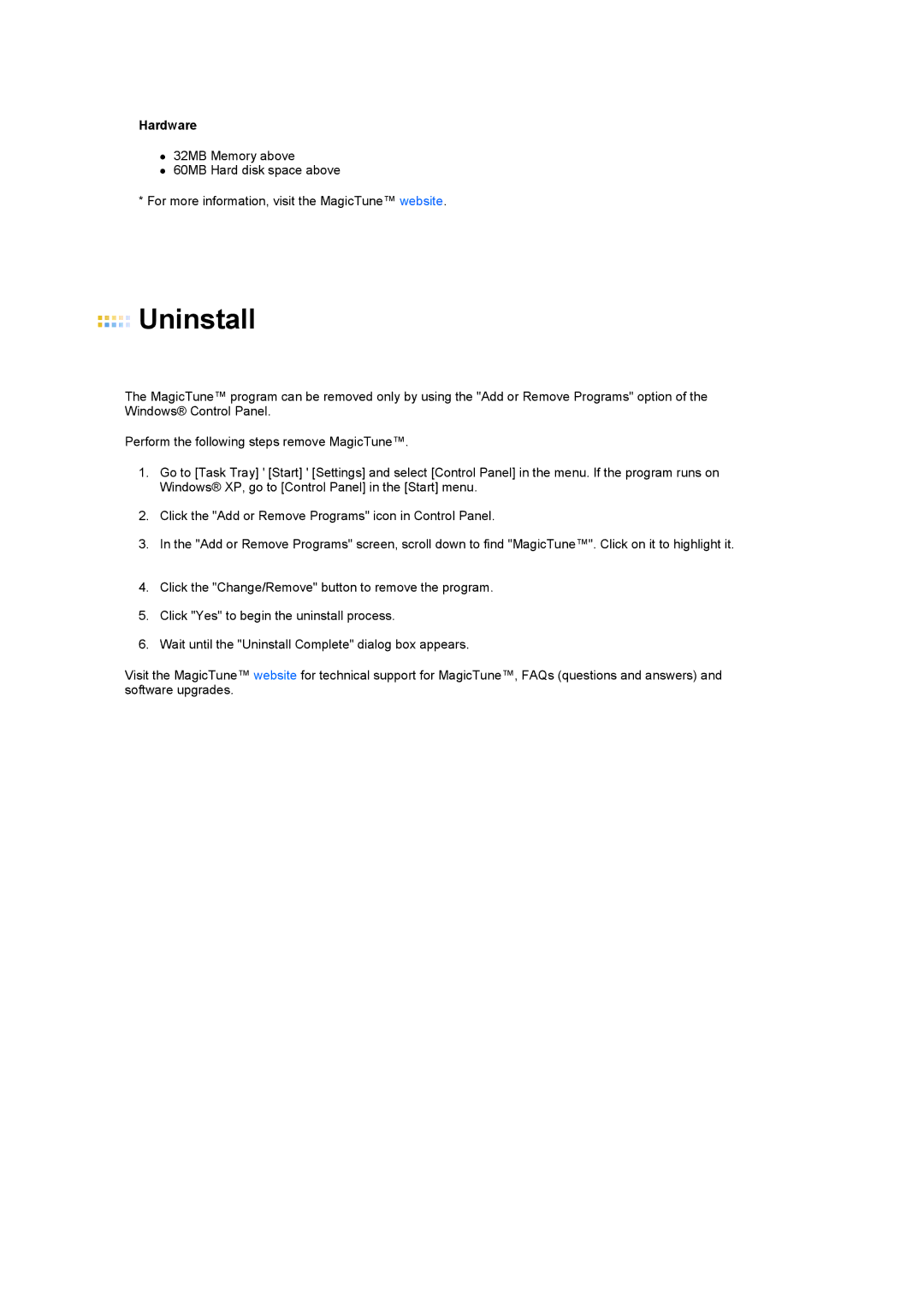 Samsung 711NT, 911NT manual Uninstall 