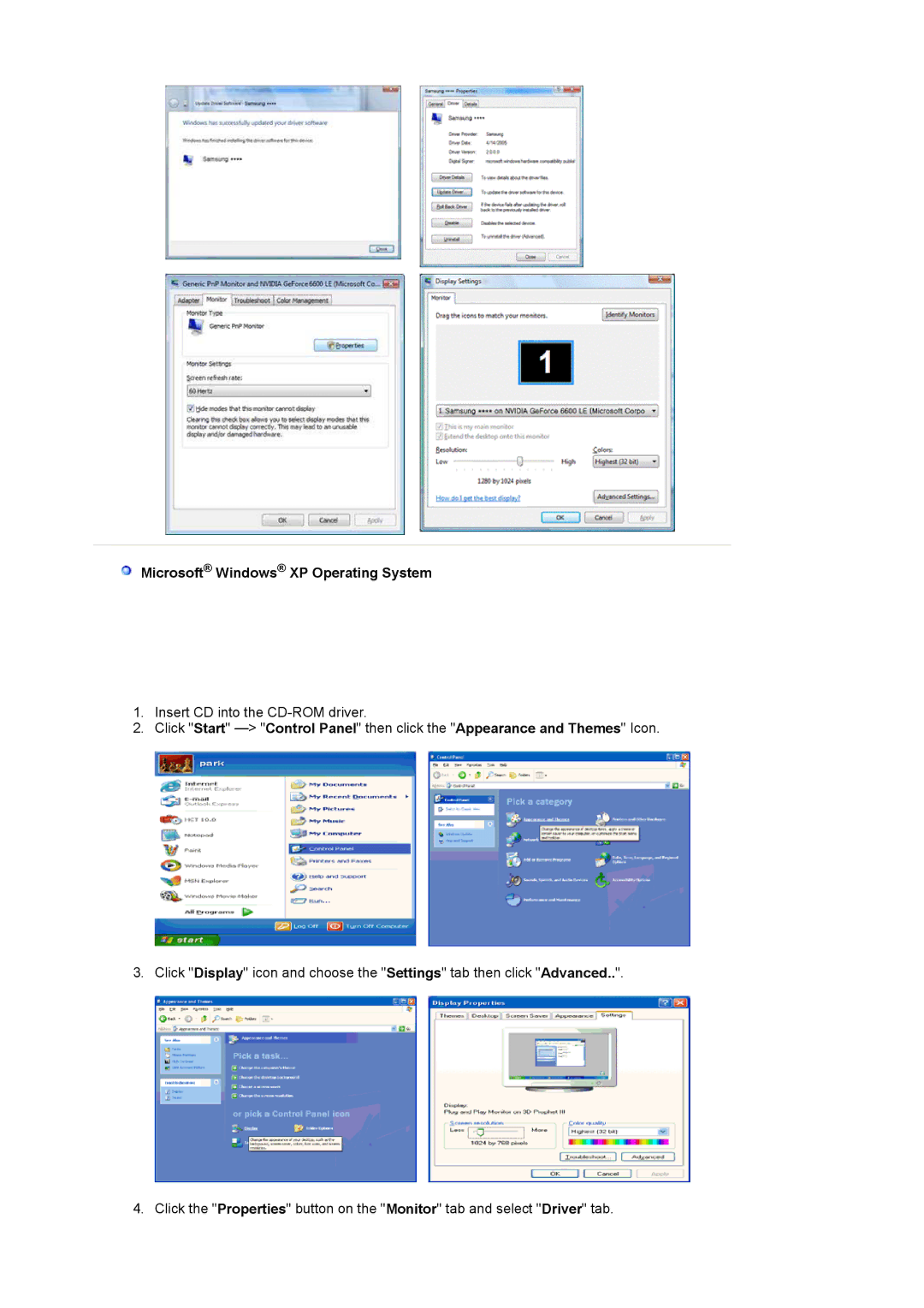 Samsung 714BM manual Microsoft Windows XP Operating System 