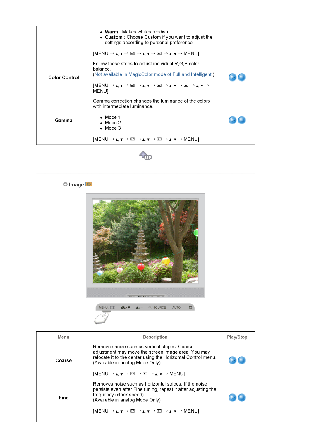 Samsung 714BM manual Image, Color Control Gamma, Coarse Fine 