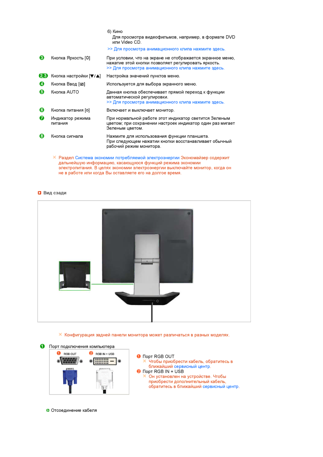 Samsung 720TD manual Для просмотра анимационного клипа нажмите здесь, Вид сэади 