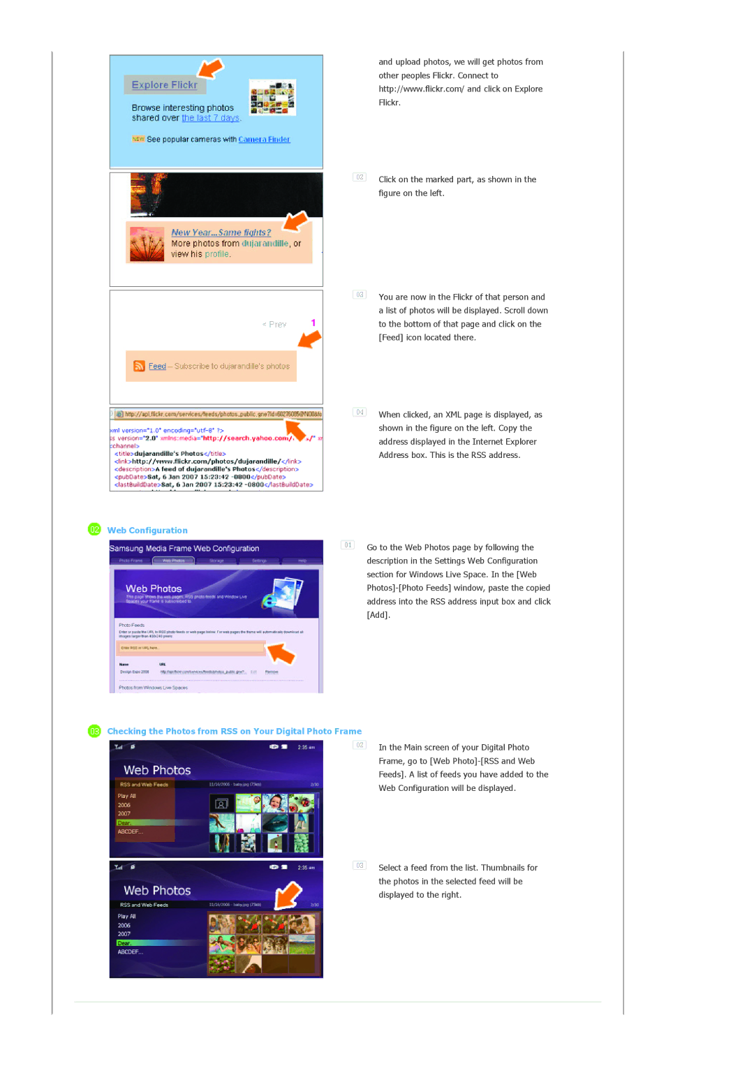 Samsung 72V manual Web Configuration, Checking the Photos from RSS on Your Digital Photo Frame 