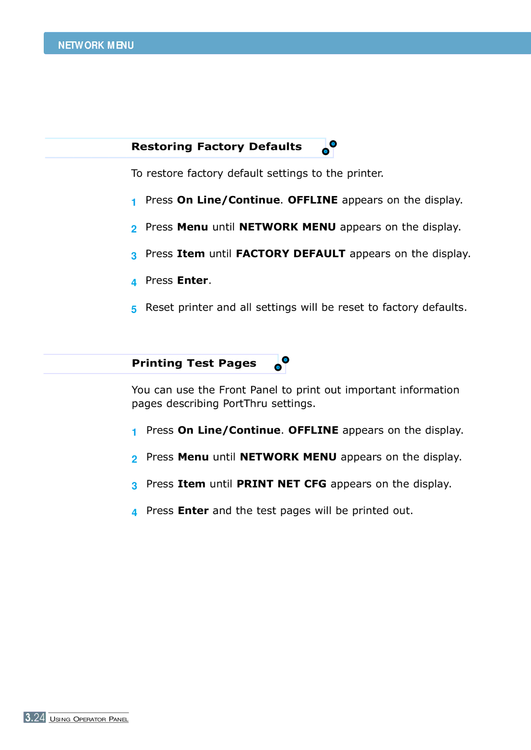 Samsung 7300N manual Restoring Factory Defaults 