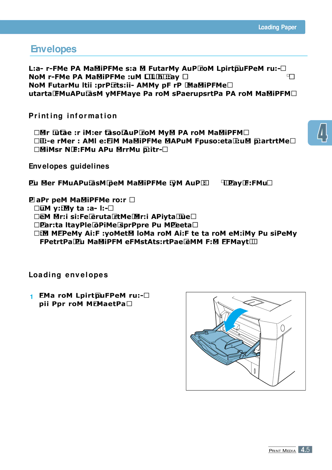 Samsung 7300N manual Envelopes, Printing information 