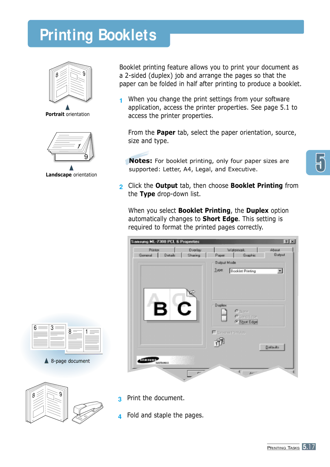 Samsung 7300N manual Printing Booklets 