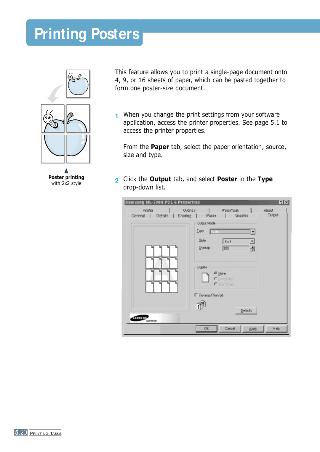 Samsung 7300N manual Printing Posters 