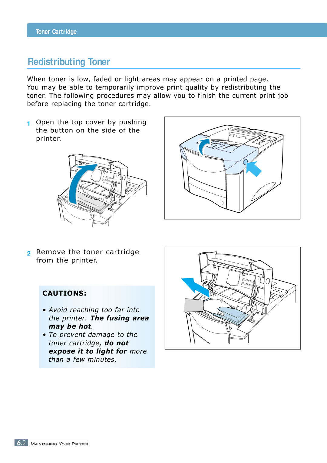 Samsung 7300N manual Redistributing Toner 