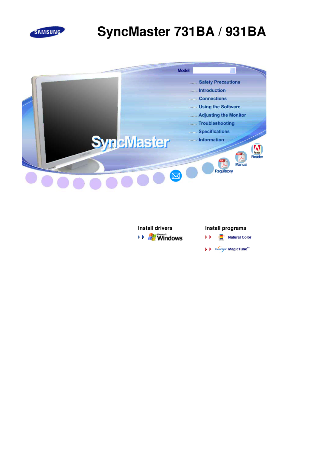 Samsung 731BA, 931BA manual SyncMaster 731BA / 931BA 