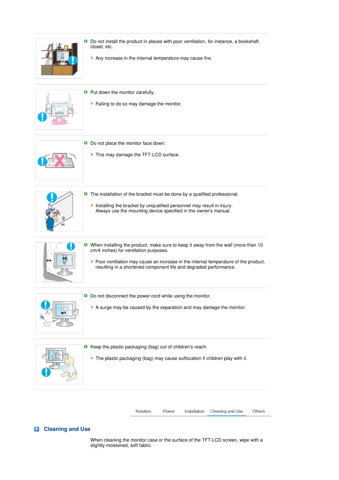 Samsung 731BA, 931BA manual Cleaning and Use 