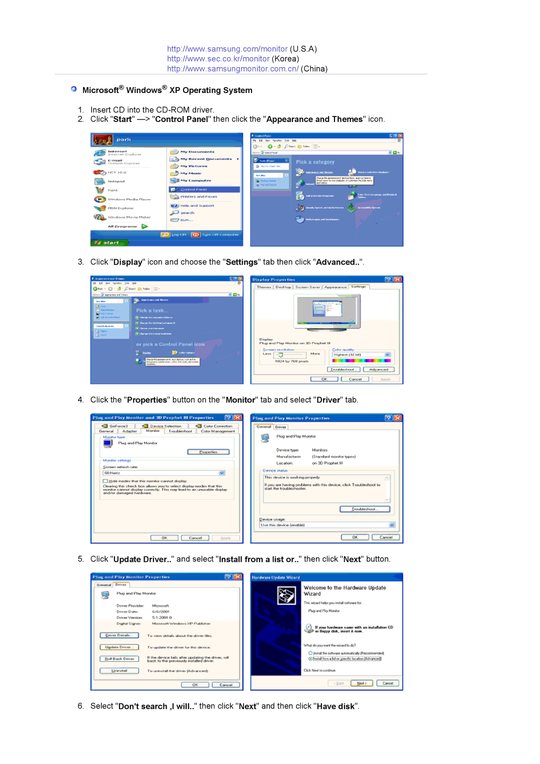 Samsung 731N manual Microsoft Windows XP Operating System 