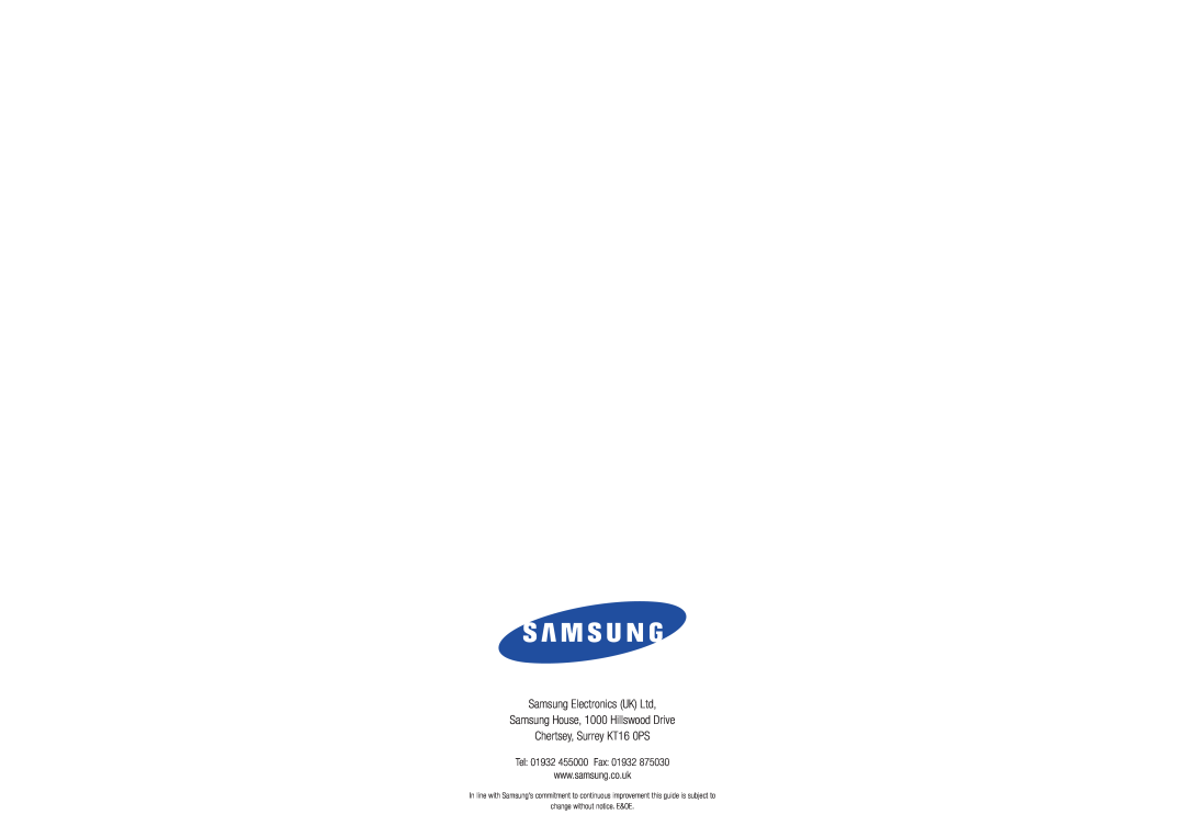 Samsung 7418 manual Samsung House, 1000 Hillswood Drive Chertsey, Surrey KT16 0PS, Tel 01932 455000 Fax 01932 