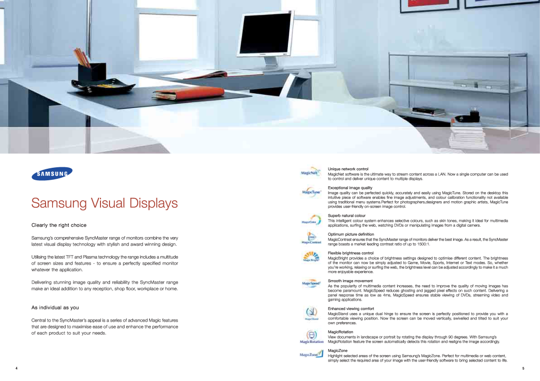 Samsung 7418 manual Samsung Visual Displays, Clearly the right choice, As individual as you 