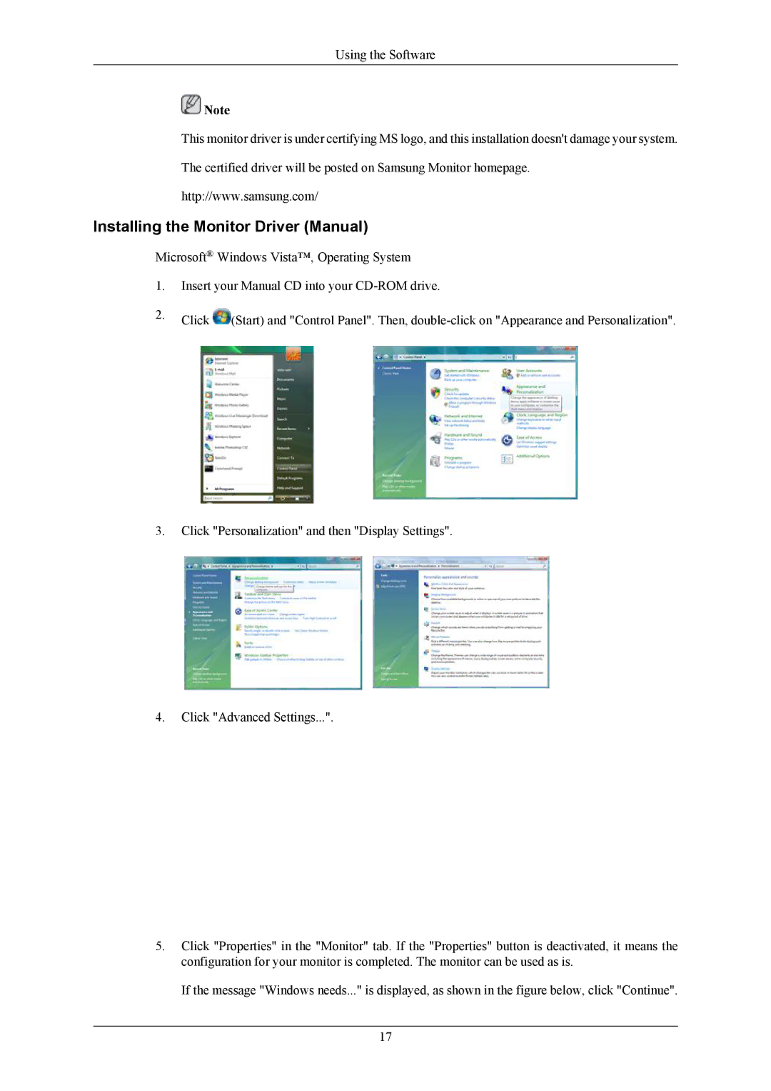 Samsung 743BM, 943BM user manual Installing the Monitor Driver Manual 