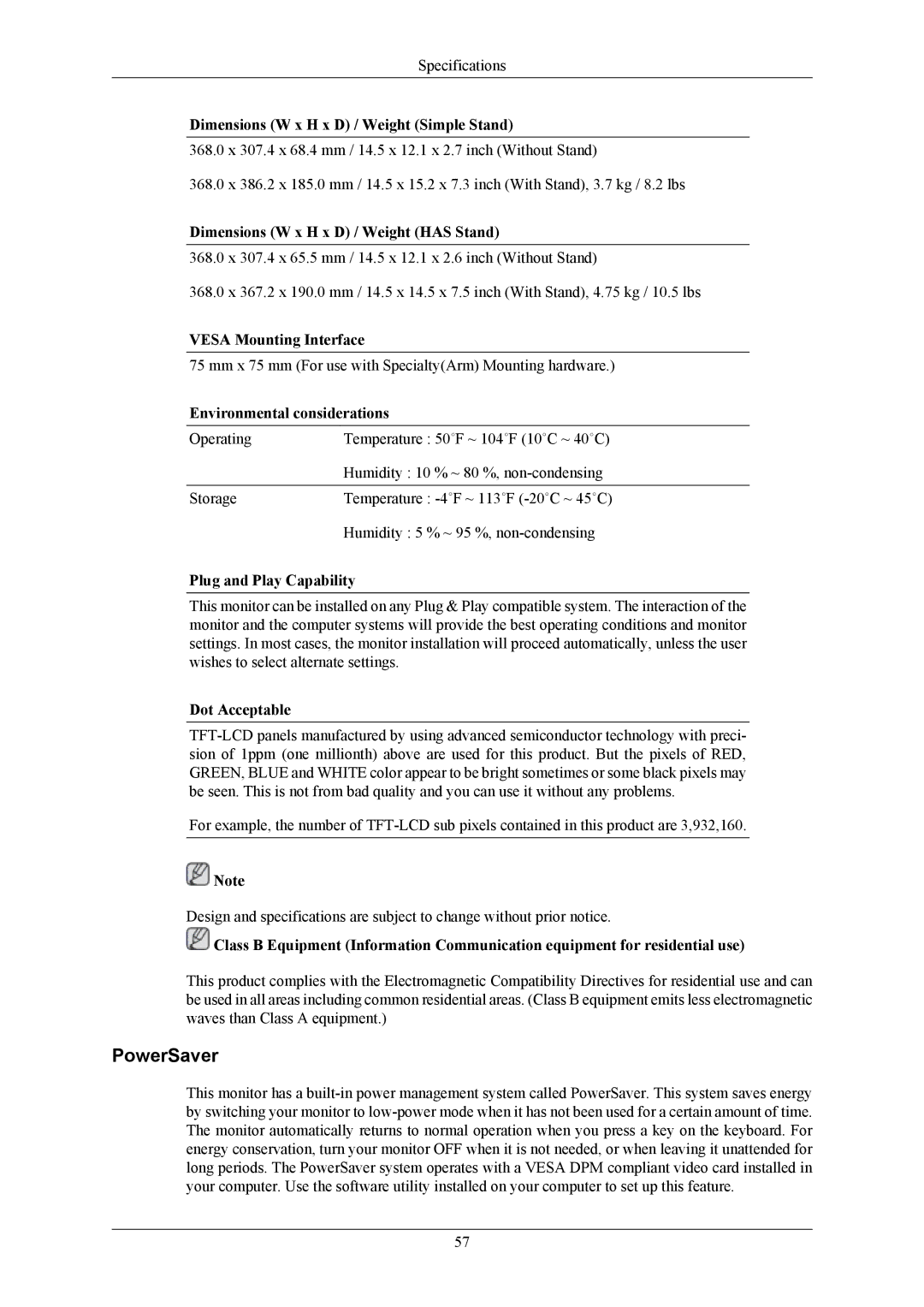 Samsung 743BM, 943BM user manual PowerSaver 