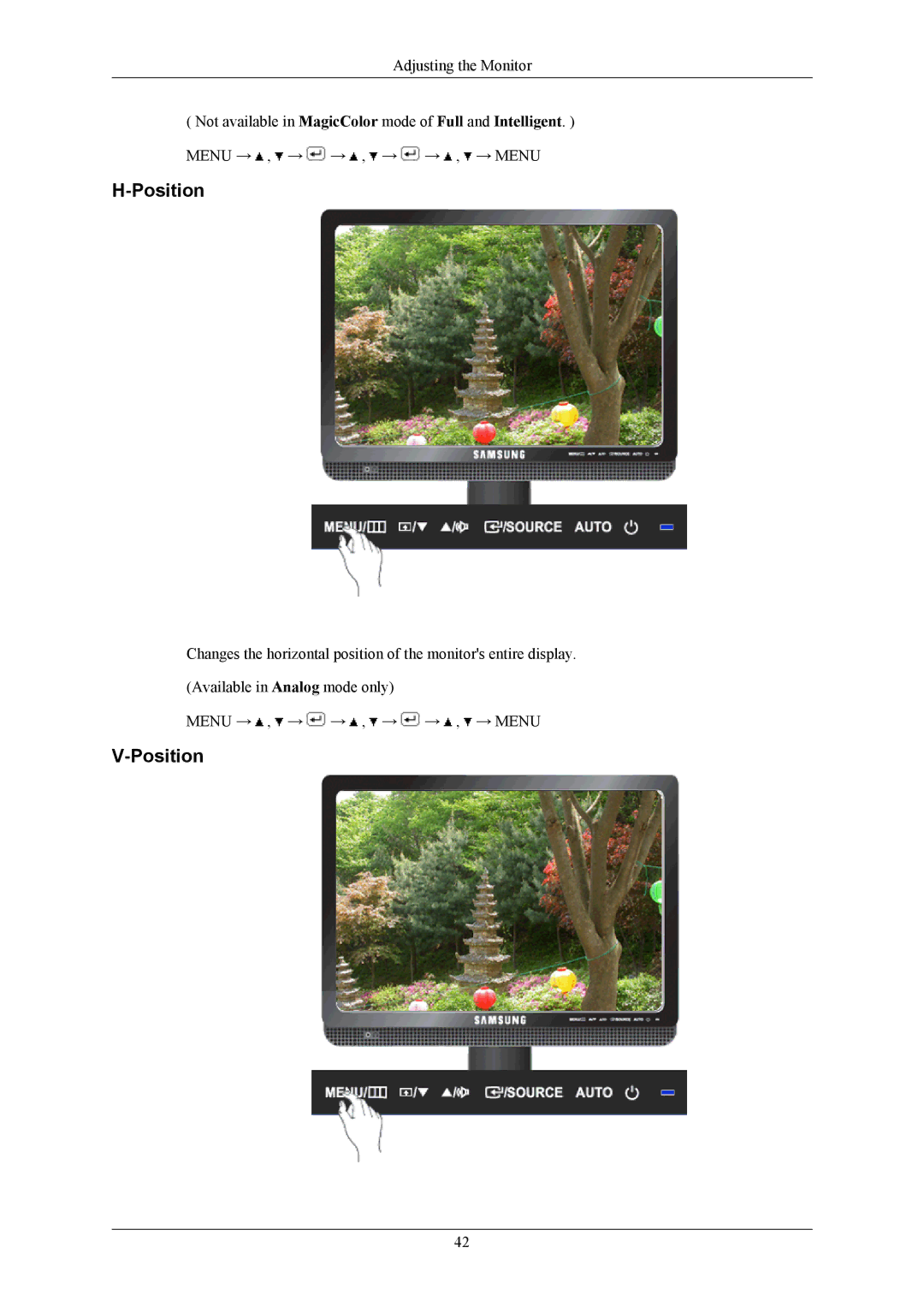 Samsung 743BM/943BM user manual Position 