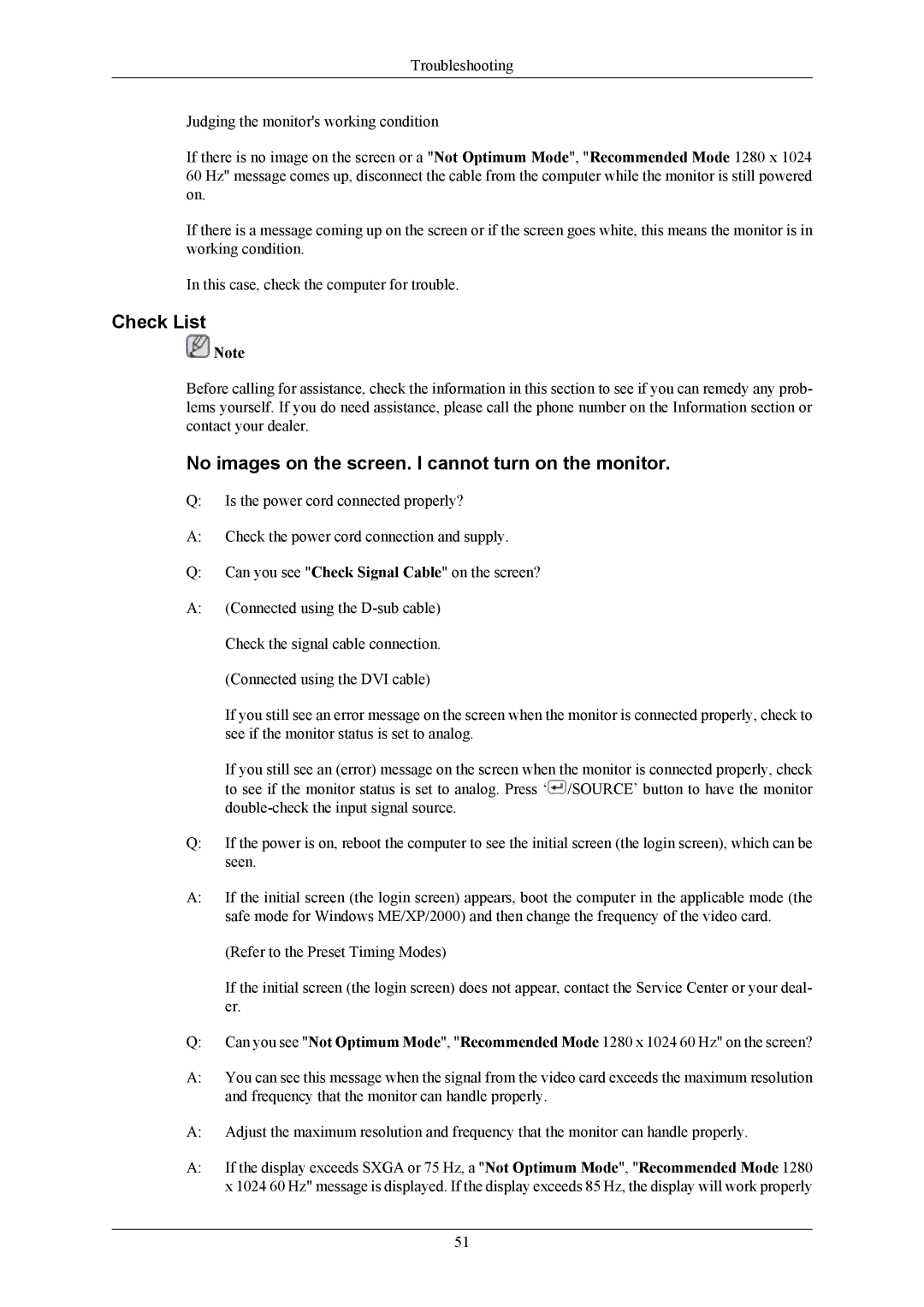 Samsung 743BM/943BM user manual Check List, No images on the screen. I cannot turn on the monitor 