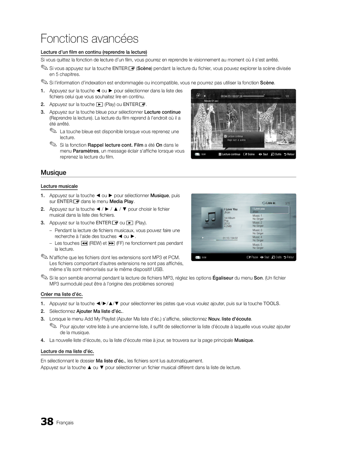 Samsung 750 user manual Musique 