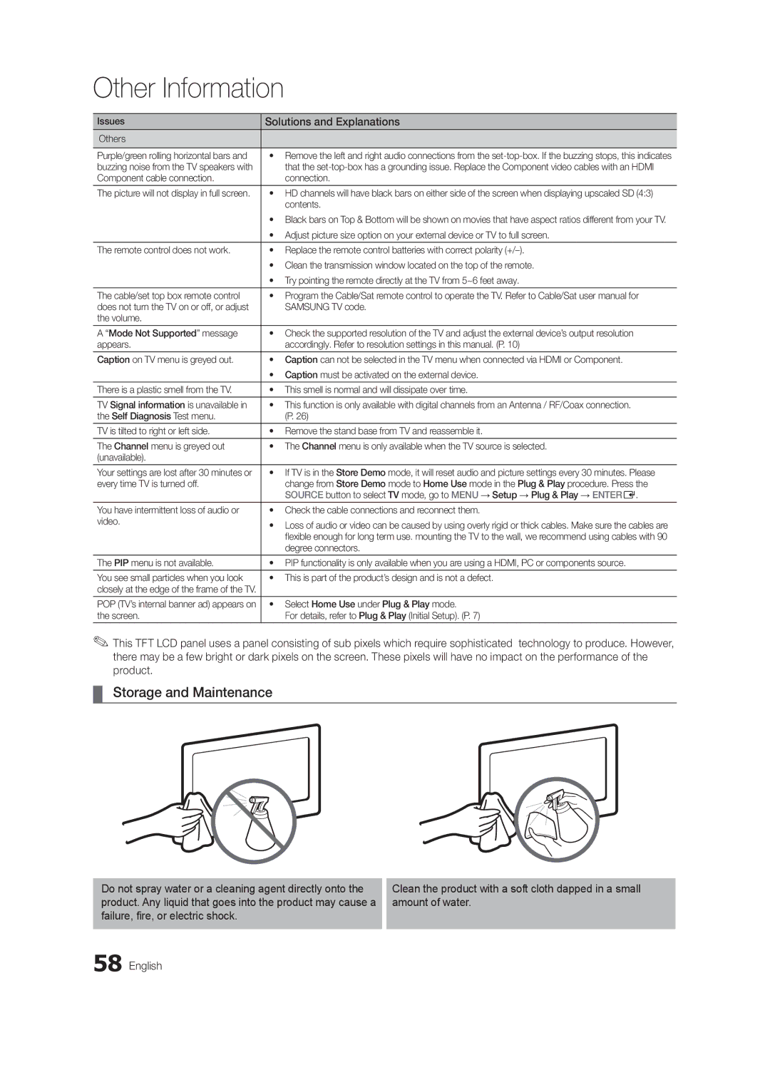 Samsung 750 user manual Storage and Maintenance 