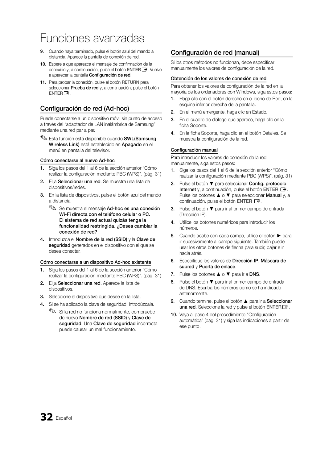 Samsung 750 user manual Configuración de red Ad-hoc, Distancia, En la lista de dispositivos, pulse el botón azul del mando 