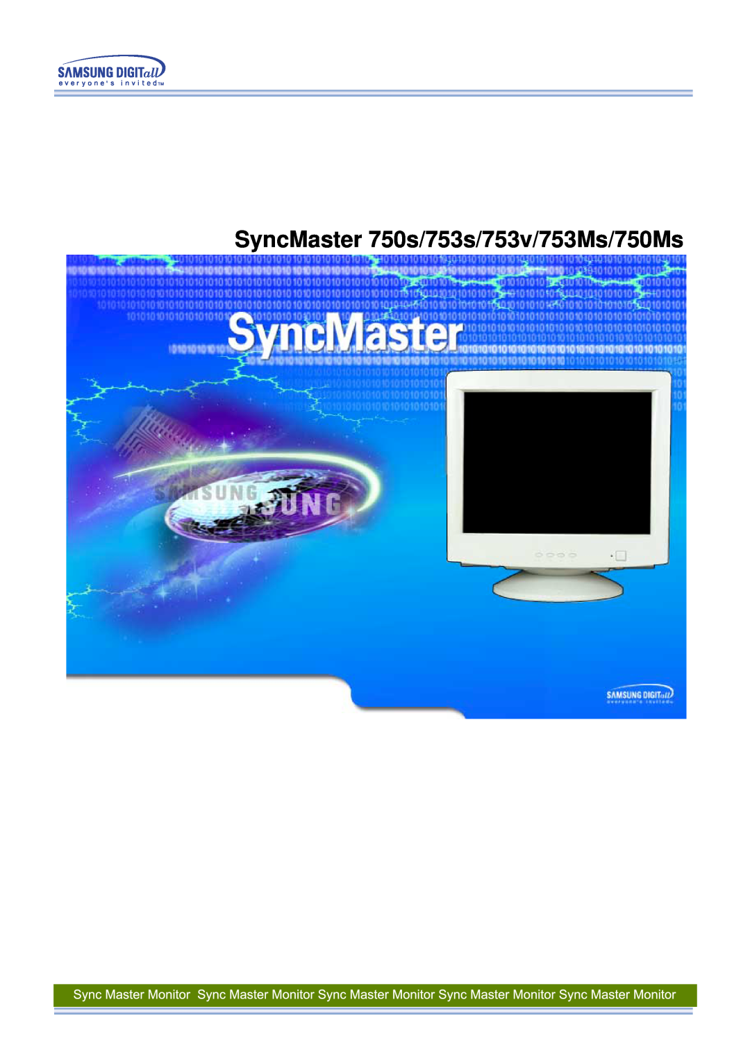 Samsung 750s, 753s, 753v, 753Ms, 750Ms manual SyncMaster 750s/753s/753v/753Ms/750Ms 