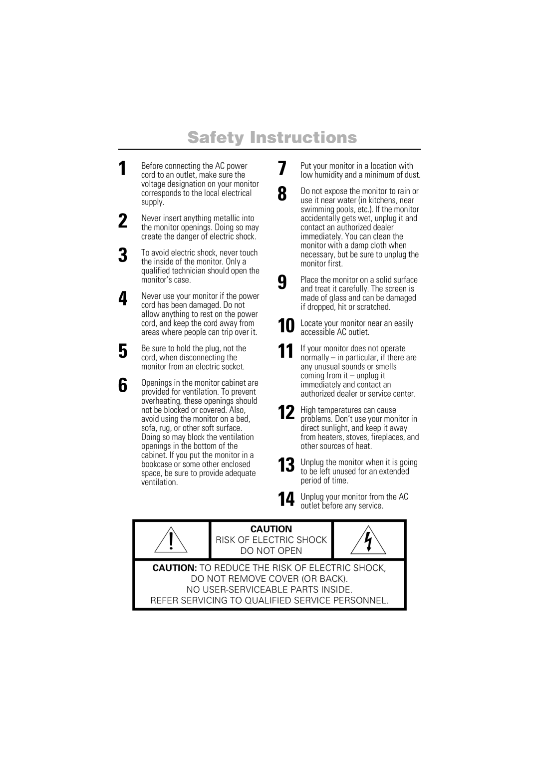 Samsung 750ST manual Safety Instructions 