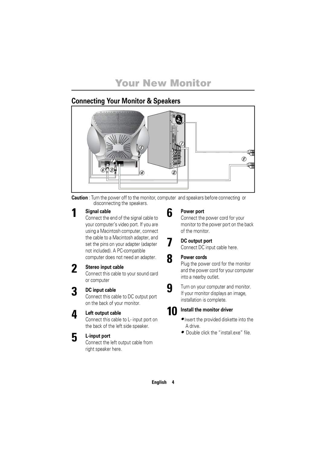 Samsung 750ST manual Connecting Your Monitor & Speakers 