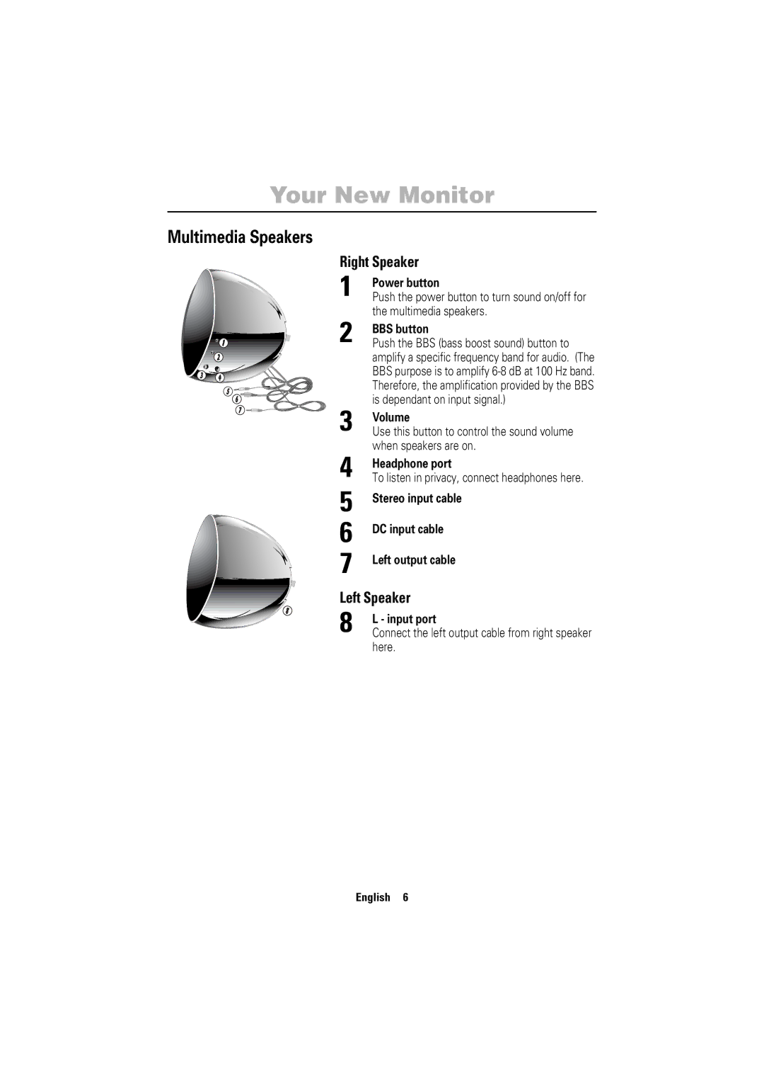 Samsung 750ST manual Multimedia Speakers, Power button, BBS button, Volume, Headphone port 