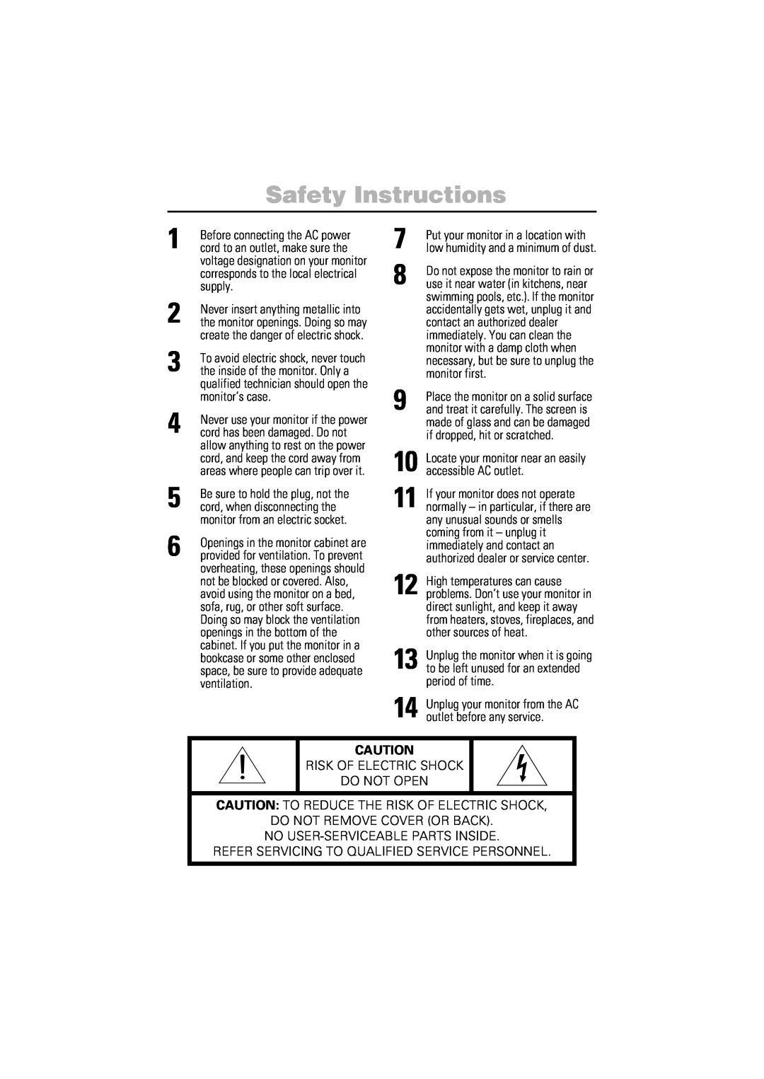 Samsung 750ST manual Safety Instructions 