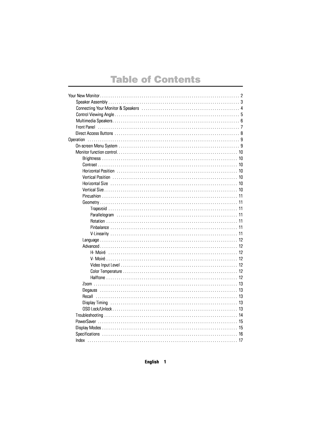 Samsung 750ST manual Table of Contents, Italiano Portuguese Deutsch Español Français English 