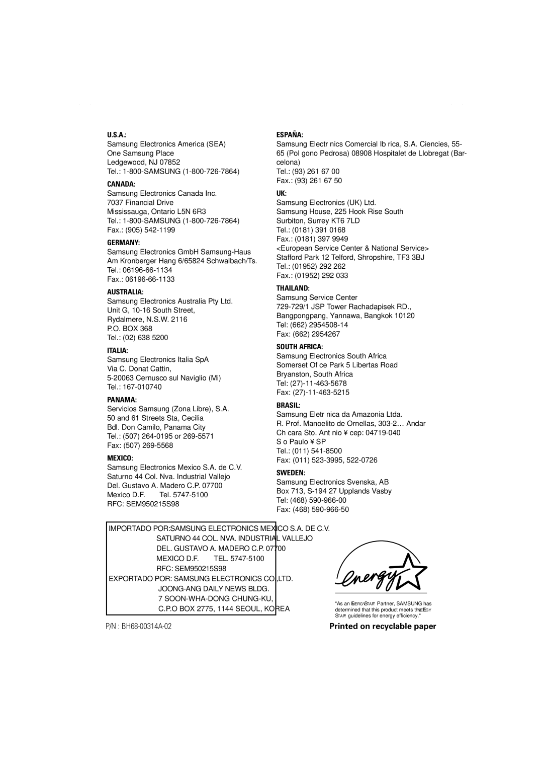 Samsung 753DF manual Printed on recyclable paper 