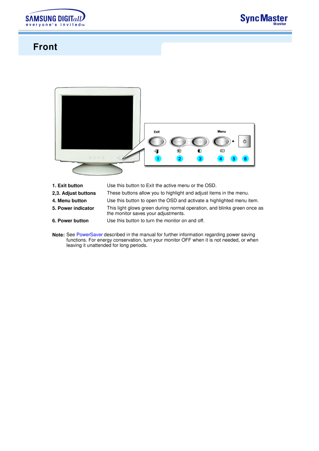 Samsung 753v, 753S manual Front, Power button 